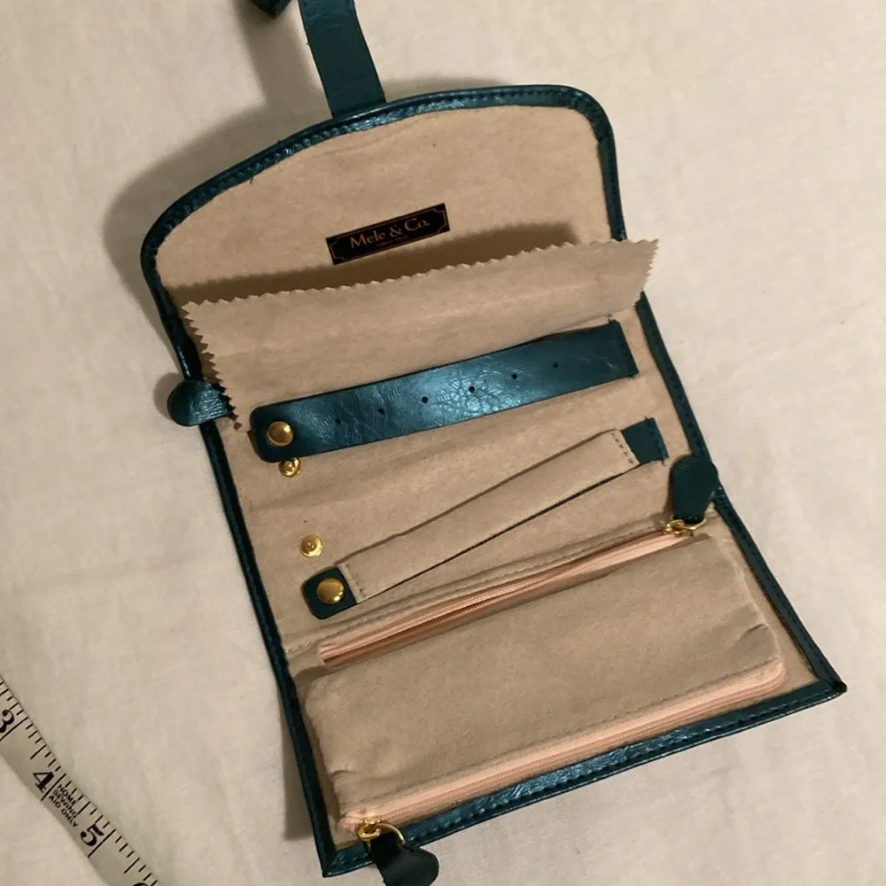 Mele & Co jewelry roll travel case teal blue